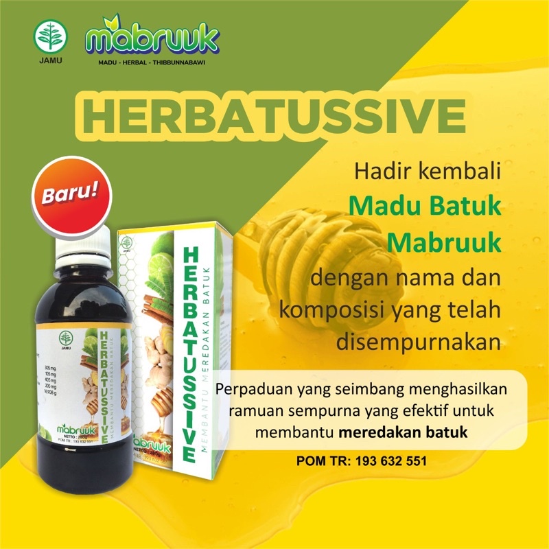 

Madu Batuk mabruuk 280gr | madu batuk 280gr| madu mabruuk herbatussive 280gr