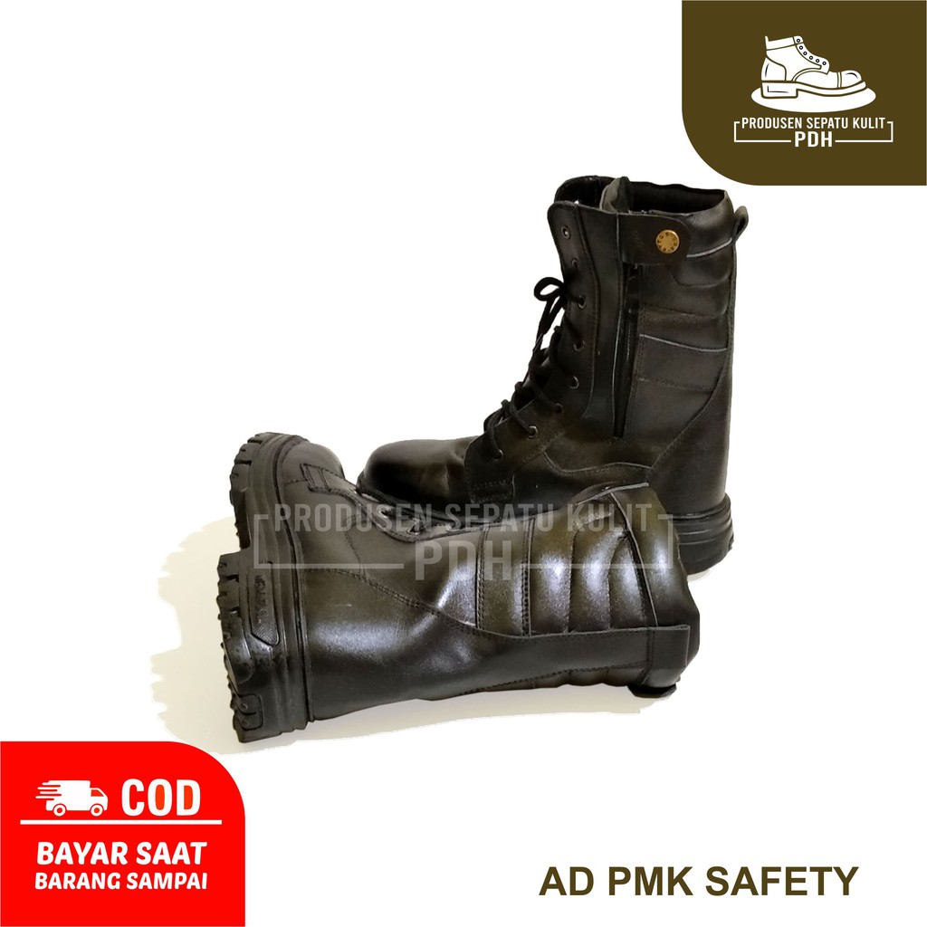 (UK 47 48) SEPATU PDL BIG SIZE/JUMBO PDL SAFETY STANDART TNI/MILITER HITAM - AD_PMK