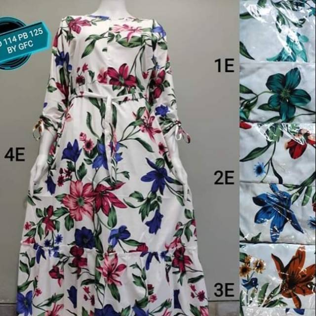 Gamis katun motif bunga