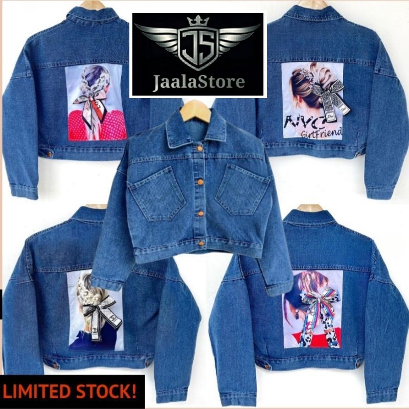 (NEW)Jaket Jeans Crop ribbon edition