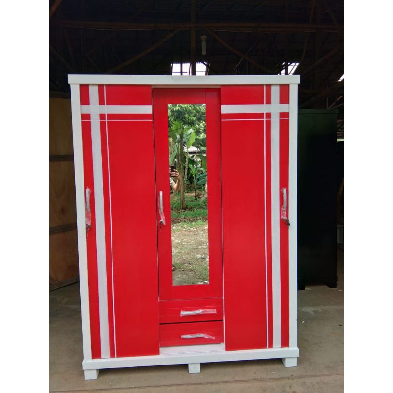 Lemari pakaian 3 Pintu, Lemari sliding Multiplek Kaca, Karakter dan Minimalis