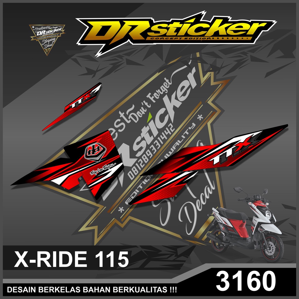 A3160 Sticker Striping Lis X-RIDE 115 Variasi Semi Full - Sticker Striping X ride