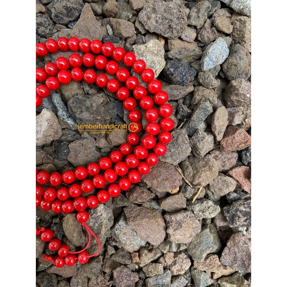 TEMBUS CAHAYA | Tasbih Koral Merah / Red Coral / Marjan Merah Premium - 8mm