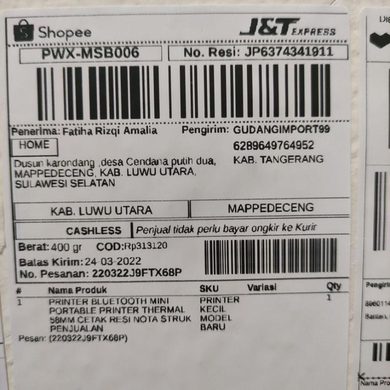 KERTAS THERMAL LABEL STIKER 80MM PANJANG 10 METER