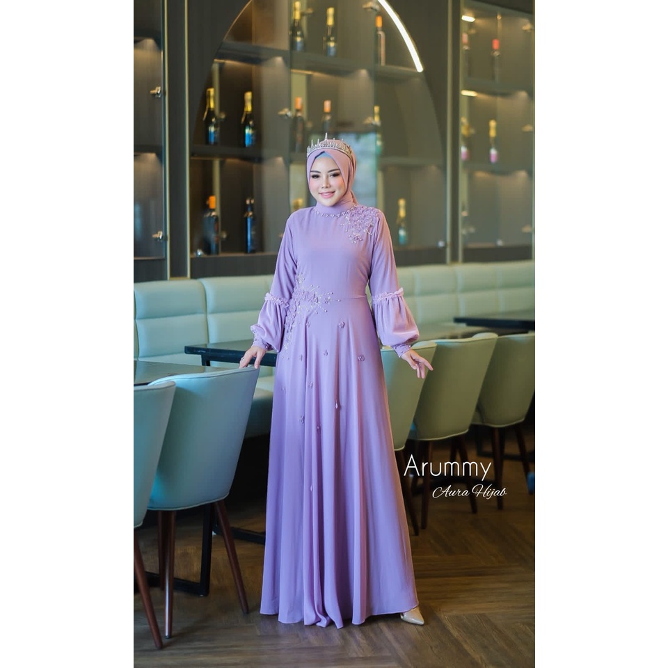 AK - ARUMMY GOWN ORIGINAL AURA HIJAB GAMIS MODERN BAJU BRIDESMAID GAMIS PESTA BAJU LAMARAN GAMIS REM