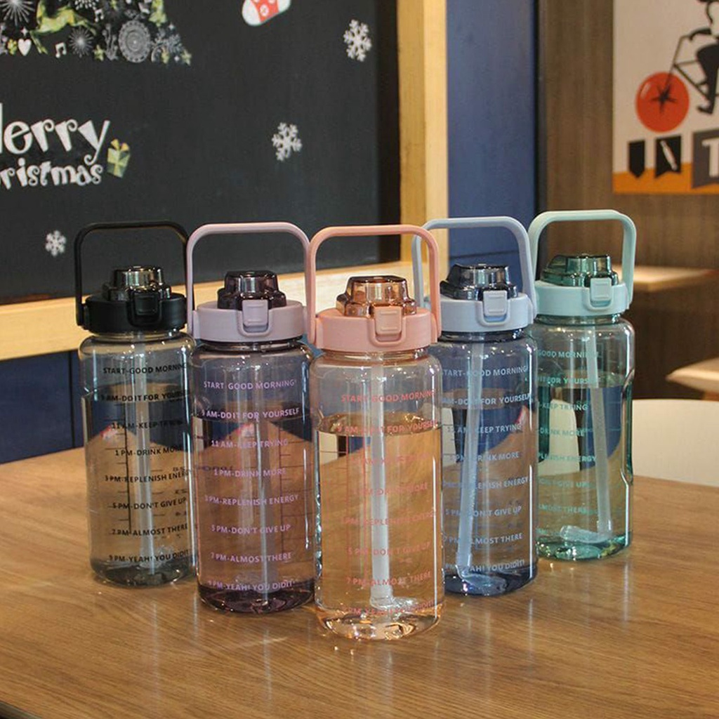☀ACCBAYI☀ ACC0048 Botol Minum 2 Liter Botol Air Minum Motivasi Free Stiker