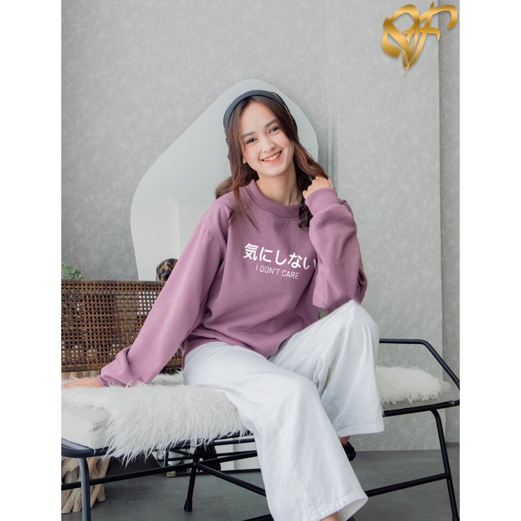 Sweater I dont Care White Aesthetic Pria &amp; Wanita | Sweater Korea Style Fleece Cotton | Dhea Fashion