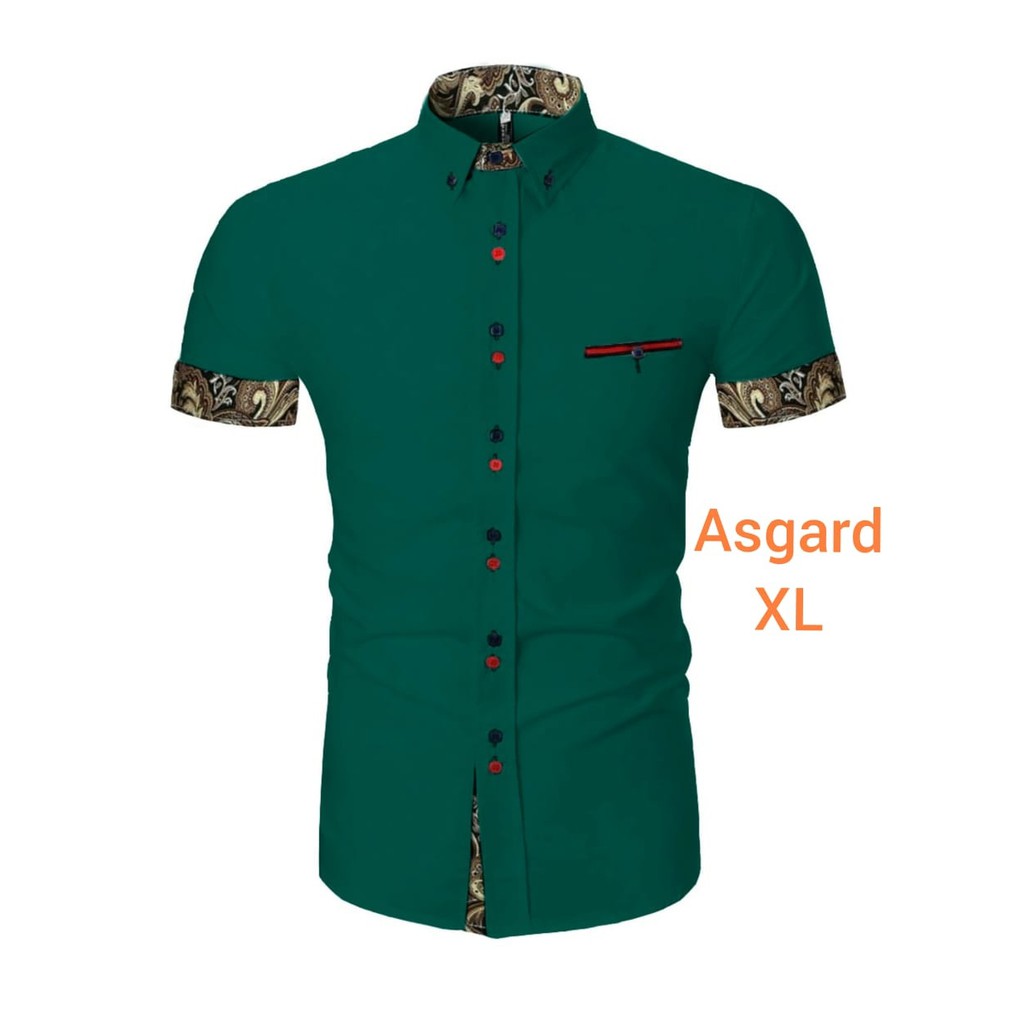 kemeja asgard ukuran XL / kemeja slimfit / kemeja kantor / kemeja pria lengan pendek