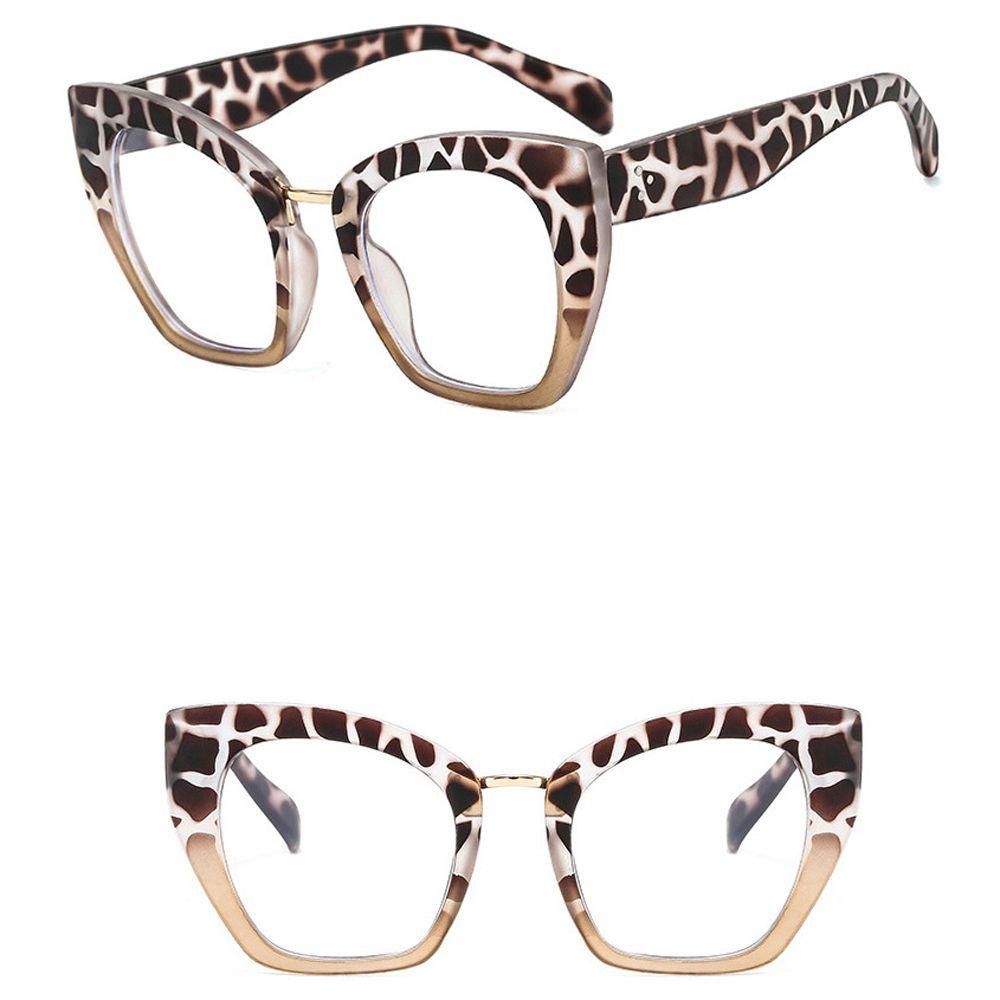 Mxbeauty Kacamata Anti Blue Light Wanita Fashion Motif Leopard Cat Eye Bingkai Besar Anti Radiasi Komputer Eyeglasses