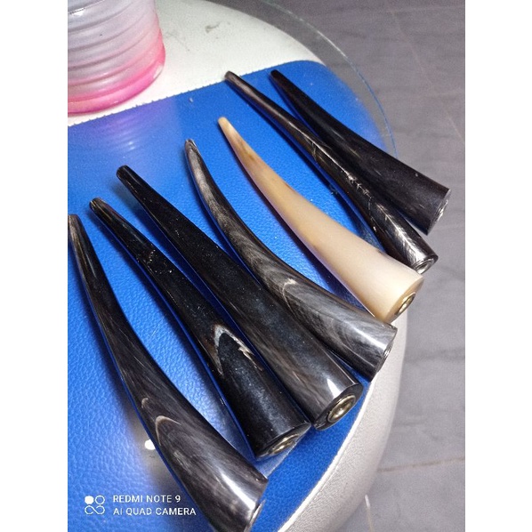 Pipa tanduk kerbau hitam panjang 15-17cm barang super mantab asli tanduk kerbau