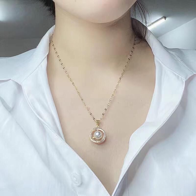 kalung titanium impor anti karat/kalung mutiara titanium impor/kalung titanium anti karat