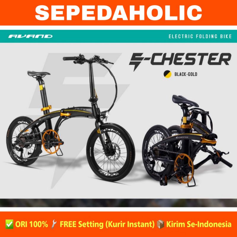 Sepeda Lipat Elektrik AVAND E CHESTER E Bike Listrik Alloy 9 Speed Garansi Resmi 5 Tahun