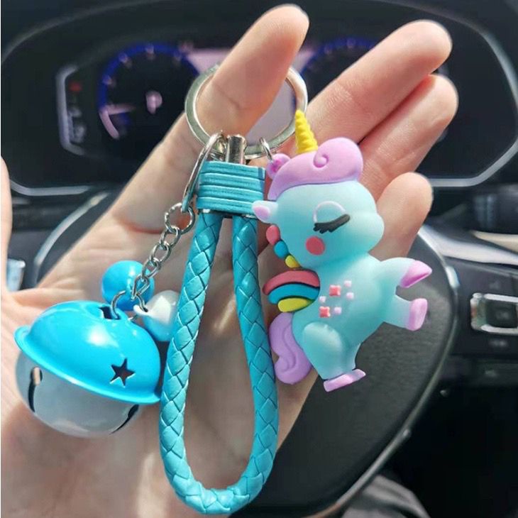 Gantungan Tas Unicorn dengan Motif Lonceng Sekolah Kunci Anak Cewek