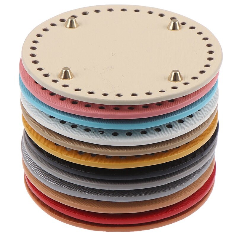 Alas Tas Rajut Kulit Bentuk Bulat / PU Leather Round Base Bag Pre-Drilled ANK