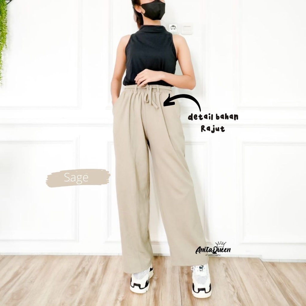 KULOT RAJUT HIGH WAIST ORI TEBAL PREMIUM / CELANA KULOT RAJUT KNIT PANTS KOREA STYLE