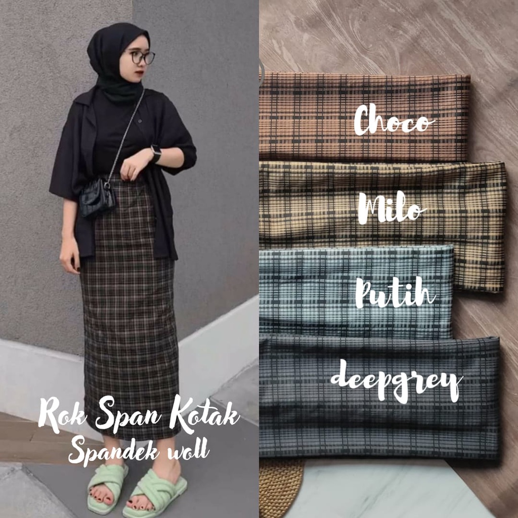 Rok span tartan korean style/rok span kotak kotak