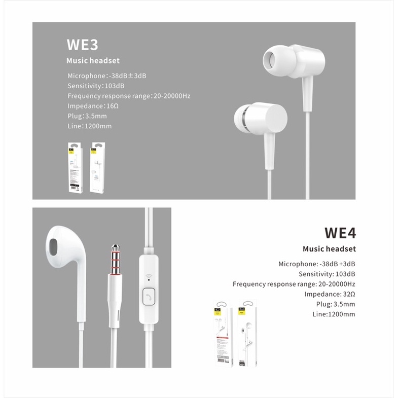 earphone hp handset musik WE3 dan WE4 resong