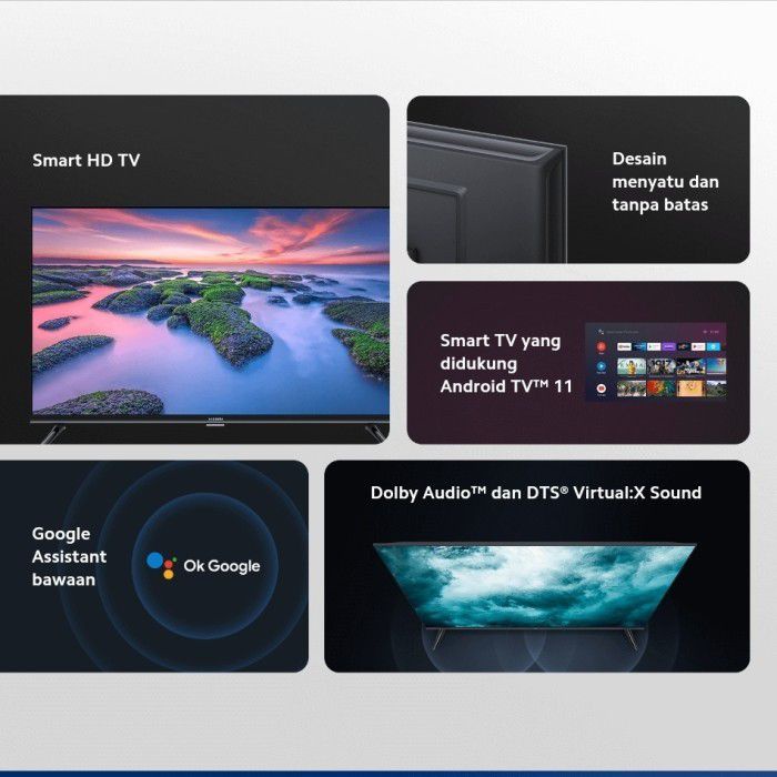 Xiaomi Mi TV A2 32&quot; Inch Smart HD Dolby Audio Android TV Garansi Resmi 1 Tahun - Support TV Digital