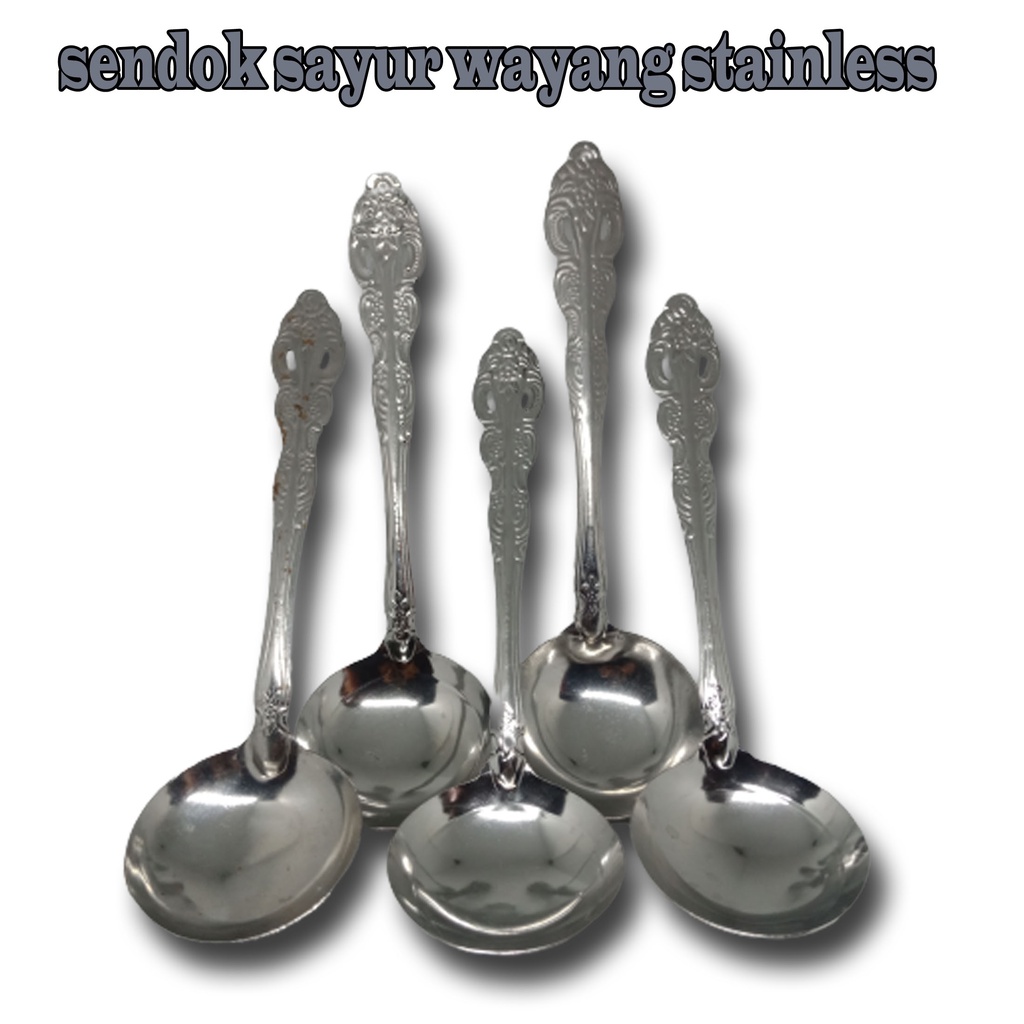 [BISA COD] PROMO Irus Wayang Isi 6 pcs Stainless Tebal Motif Cantik Mewah Berkualitas Irus Sayur Sendok Sayur Centong Sayur Centong Prasmanan Sendok Pesta Sendok Sup Sendok Kuah Murah Terjangkau