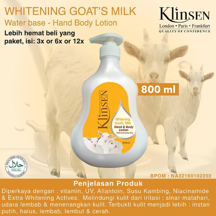 KLINSEN HAND & BODY LOTION WHITENING GOAT MILK 800 ML