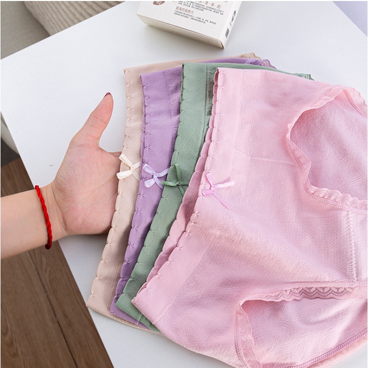 [1BOX ISI 4PCS] Celana Dalam Wanita Seamless Mid Waist Bahan Halus Pita