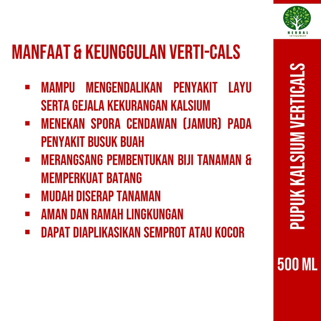 PUPUK KALSIUM SEMPROT PELEBAT CABE Verti-Cals 500 ML - Pupuk Mujarab Alami Mengatasi Rontok Cabe Kuning Busuk Melebatkan Cabe Maksimal, Obat Cabe Kuat dan Merangsang Bunga dan Buah Cabe Terbaik - Pupuk Cabe Terlaris 500 ML-5