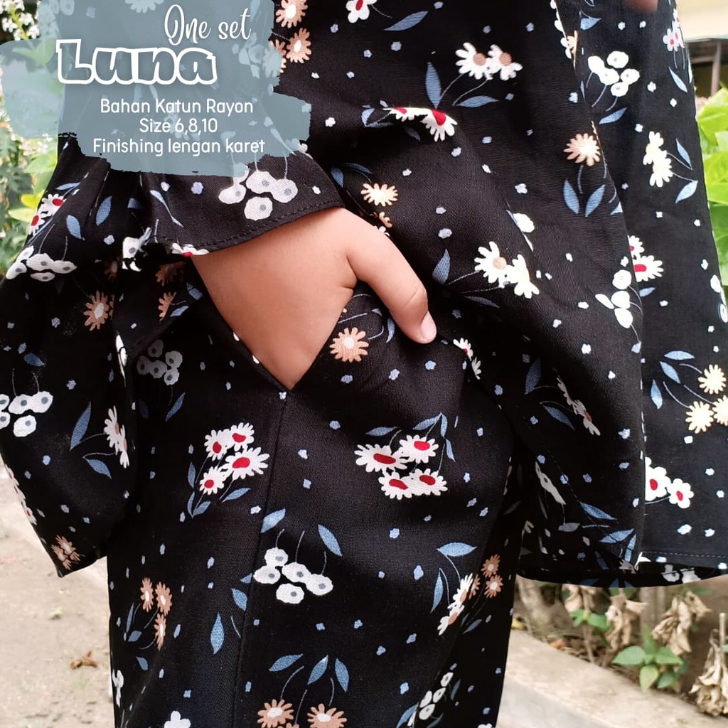 Termurah!!! One Set Anak Piyama Anak Motif Luna Baju Setelan Bahan Katun Rayon Premium Nyaman Dipakai | Bisa Cod