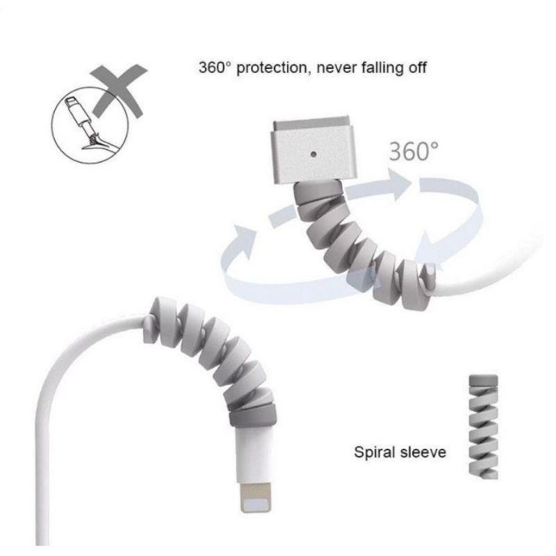 Pelindung Kabel Data Charger HP Model Spiral Universal Silikon Isi 2pcs