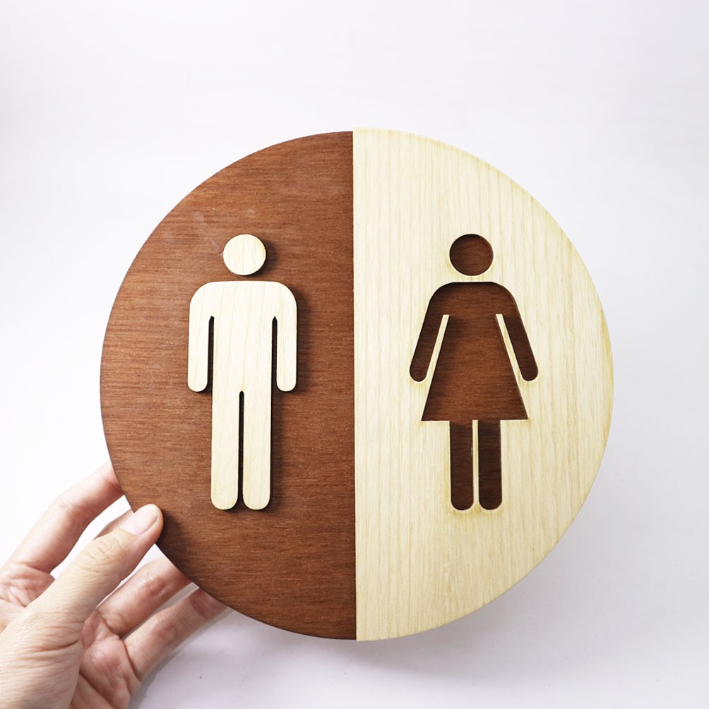 Toilet Sign / Tanda Toilet / Papan Toilet Kayu / Dekorasi Toilet Round