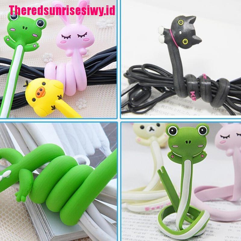 【Theredsunrisesiwy.id】Cute Animal Earphone Headphone Wrap Cord Wire Cable Holder Winder Organizer 1pcs