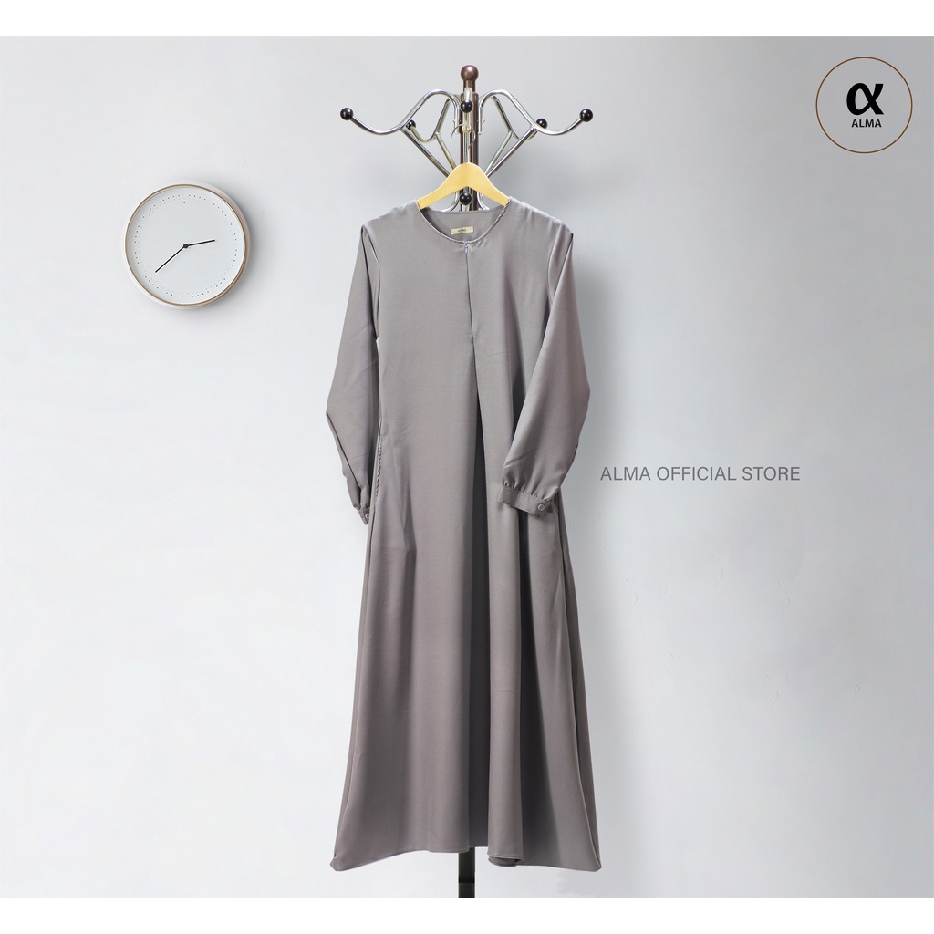 Gamis Polos Syakila Tangan Kancing Simple Size S M L XL XXL Dress Polos Jumbo BIg Size