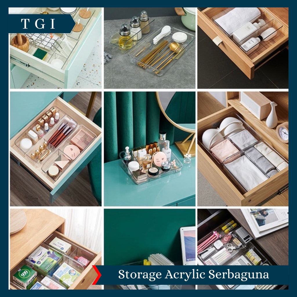 KAISSO -  STORAGE ORGANIZER ACRYLIC TEMPAT PENYIMPANAN SERBAGUNA | ACRYLIC STORAGE BOX | DRAWER BASKET