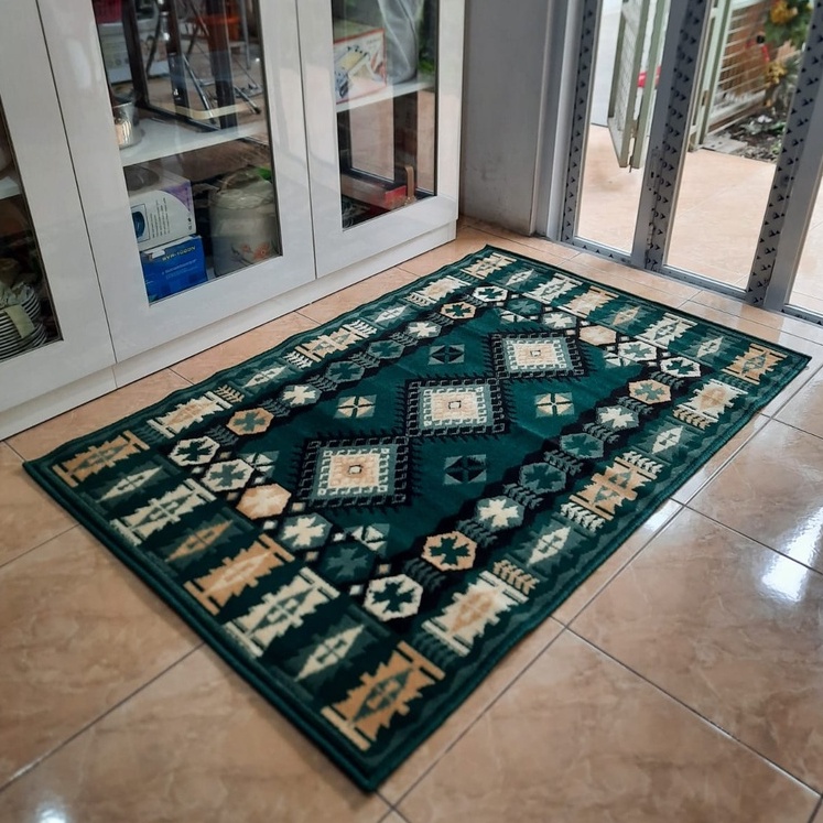 KARPET MIRZAE 100 X 150 MZ07 GREEN Karpet Lantai Hijau, Permadani Bulu Tebal-4