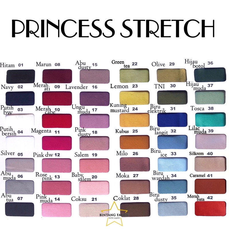 Bahan Kain Princess Stretch Lady Zara 1 meter