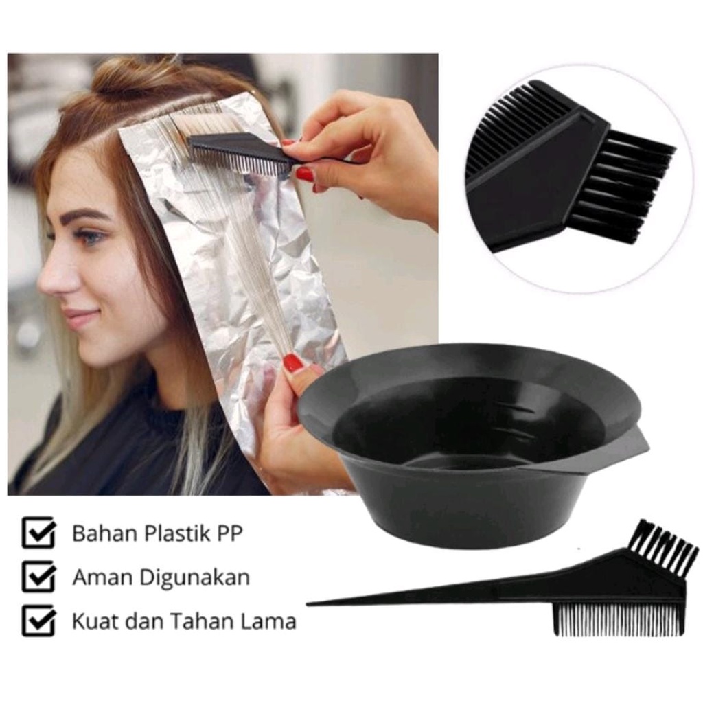 *galerybeautysemarang* Mangkuk Cat Rambut + Sisir Semir / Wadah Mangkok Tempat Mewarnai Rambut / Alat Peralatan Salon Professional Bahan Plastik