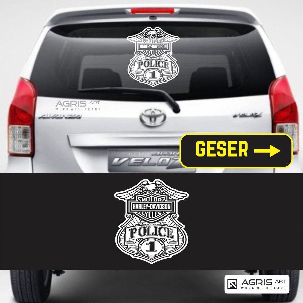 Cutting Sticker Stiker Harley Davidson Police Kaca Belakang Mobil Shopee Indonesia