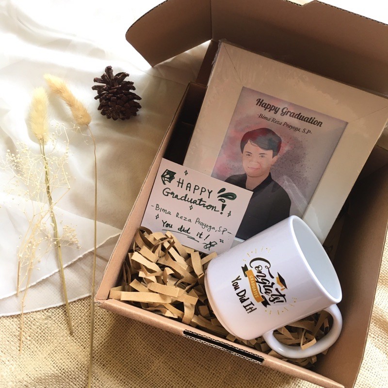 GIFT BOX ART/MUG CUSTOM/BINGKAI ILUSTRASI VEKTOR