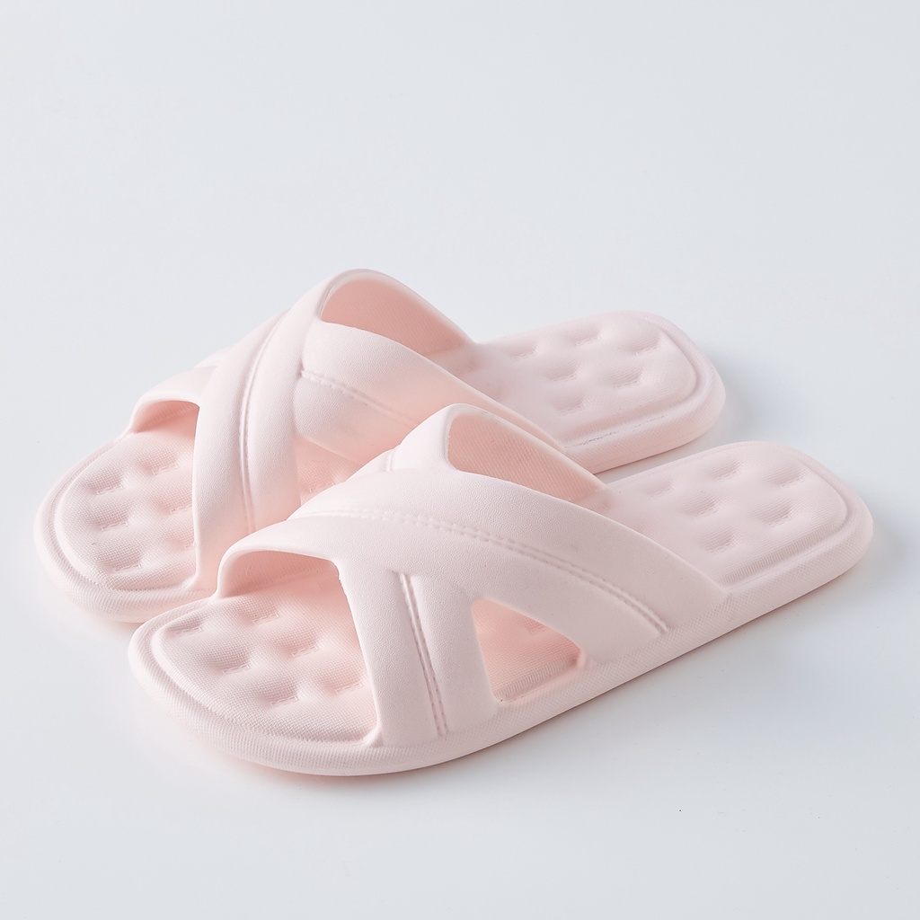 MINISO Sandal Kamar Mandi Sendal Selop Polos Model Cross Comfortable Nyaman Dewasa Non Slip Indoor-39-40 pink