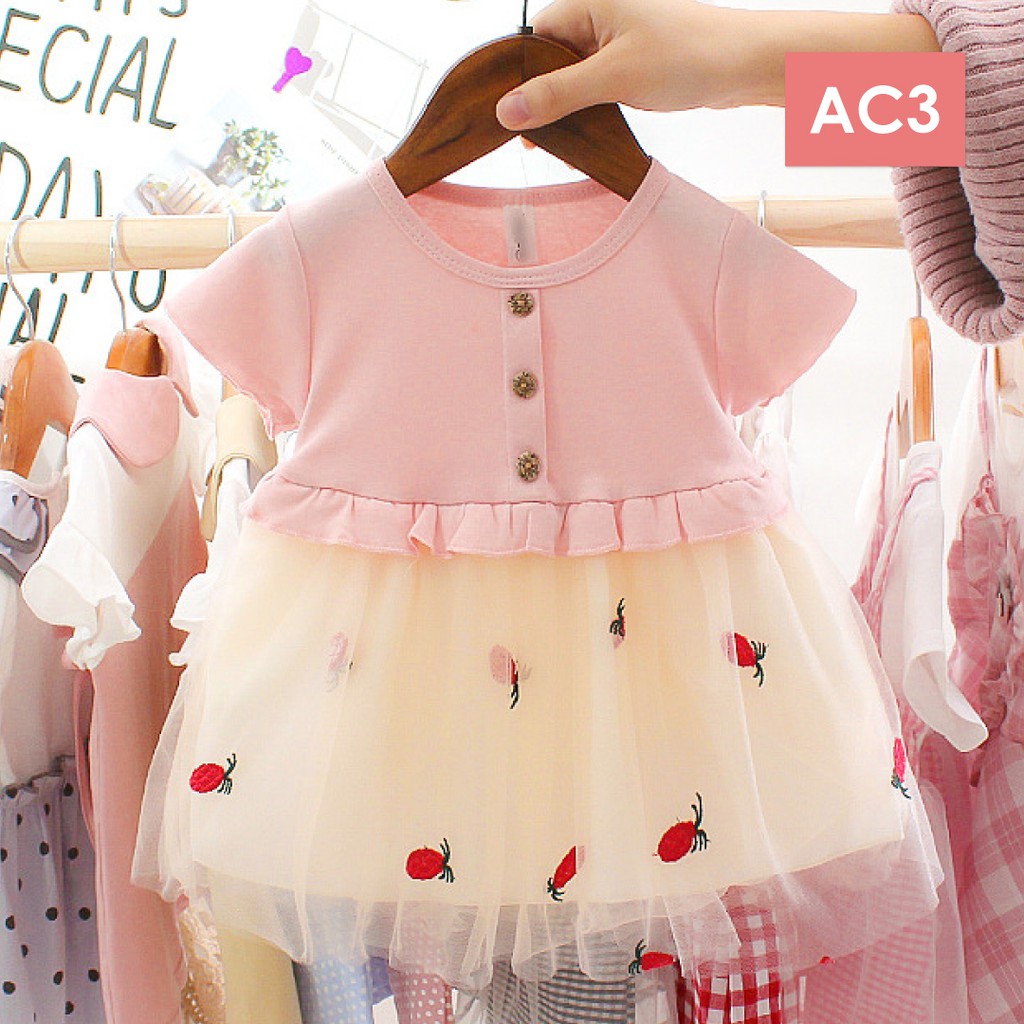 LAPAGO - Dress Gaun Anak Bayi Perempuan Import Motif Elegan Cantik Lucu 2021 usia 6 bulan - 3 tahun