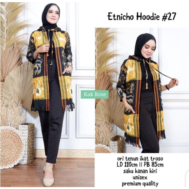Etnicho Hoodie Tenun Ori long outer long cardi unisex parka tenun cardi batik