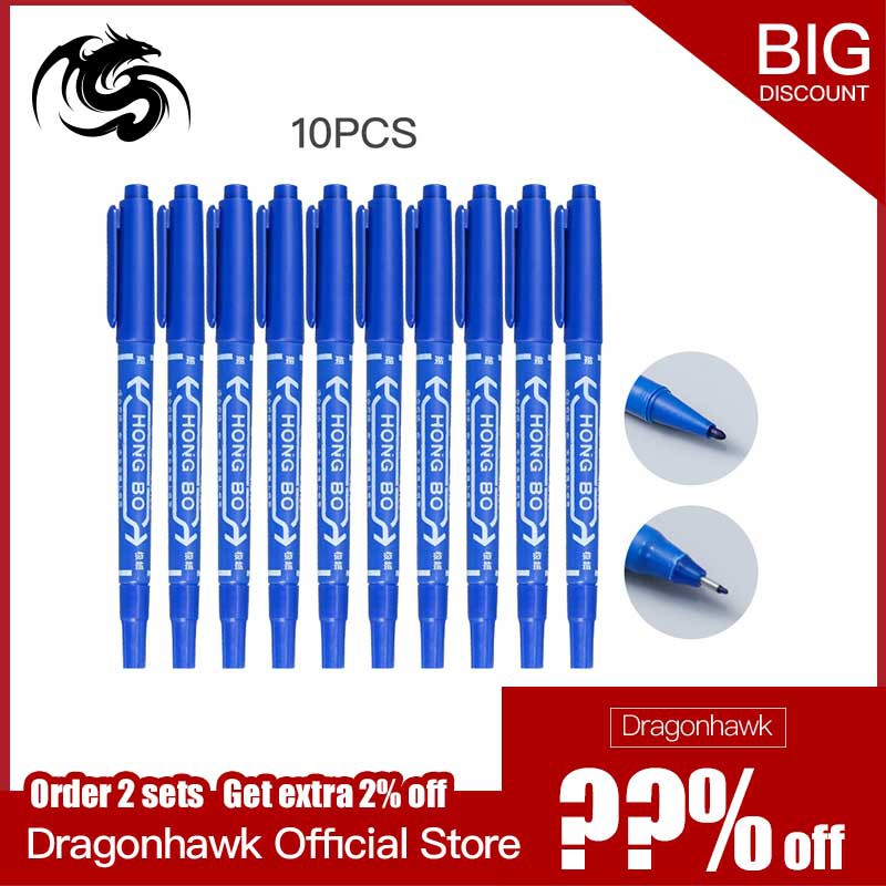 

PRODUK IMPORT 10 Dual Tip Tattoo Pierce Skin Marker Medical Scribe Pen Blue Red Black Color Pen for