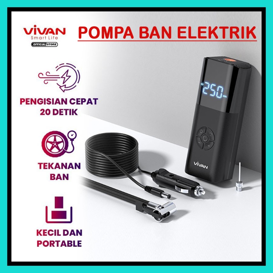 NA - Pompa Ban Mobil Elektrik Vivan Air Pump Inflator Electric vti02