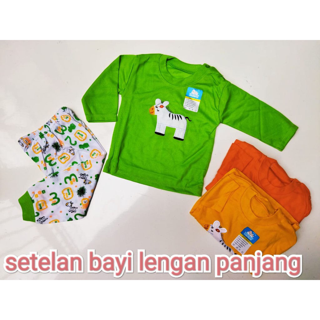 Baju Bayi Setelan Oblong Panjang YANSUR / DIANA Motif Kancing Bahu 3-12 Bulan