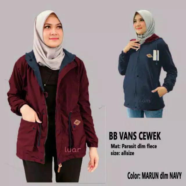 Jaket Parka Cewek Bolak Balik Dari Bahan Parasut Despo Dan Plecee-MAROON -NEVY