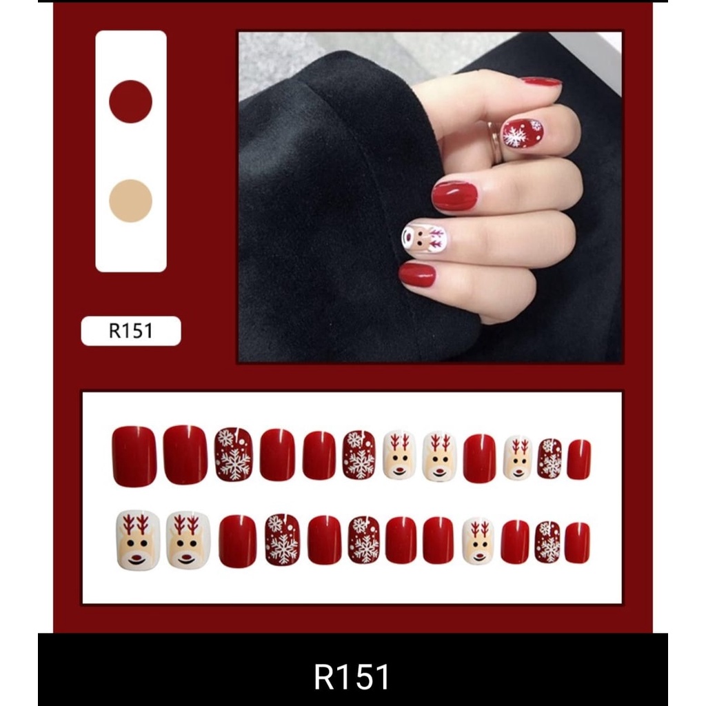 (R141-R170) kuku palsu fake nail art kode R [isi 24pcs + lem + box] kuku palsu R-Fake nail art R