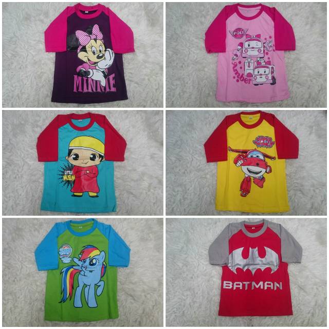 Kaos anak Karakter Model Reglan lengan 3/4-2