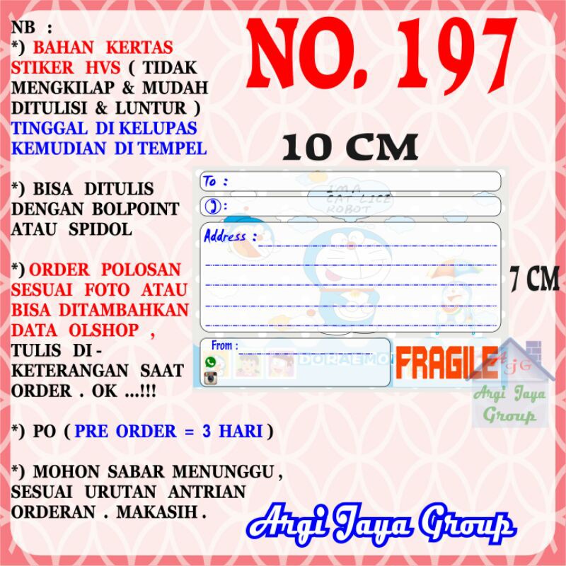 

Stiker HVS - Stiker Pengiriman - Sticker Alamat Olshop Murah Nomer 197-10x7cm