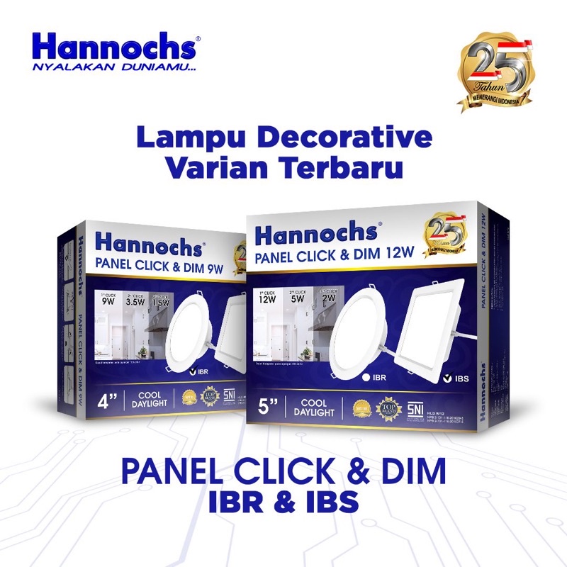 Lampu LED Panel LED Click &amp; Dim 9w/ 12w Bulat / IBR Hannochs