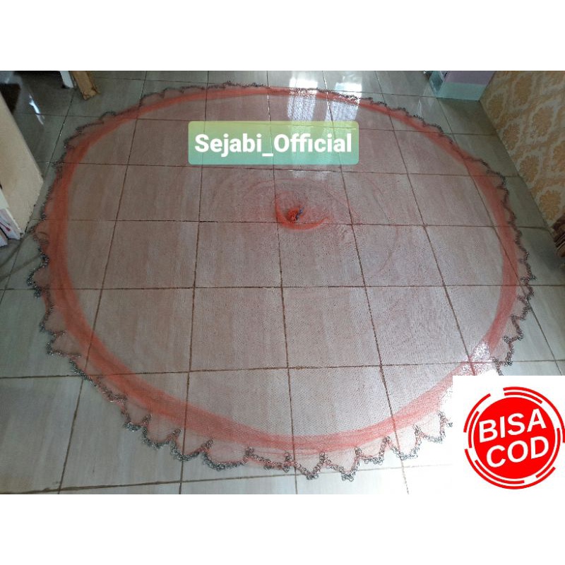 (Sejabi) Termurah Jala Lempar Ikan Ukuran 5/8 Inch Tinggi 1.9Meter Bahan Benang PE/Nilon Handmade D3