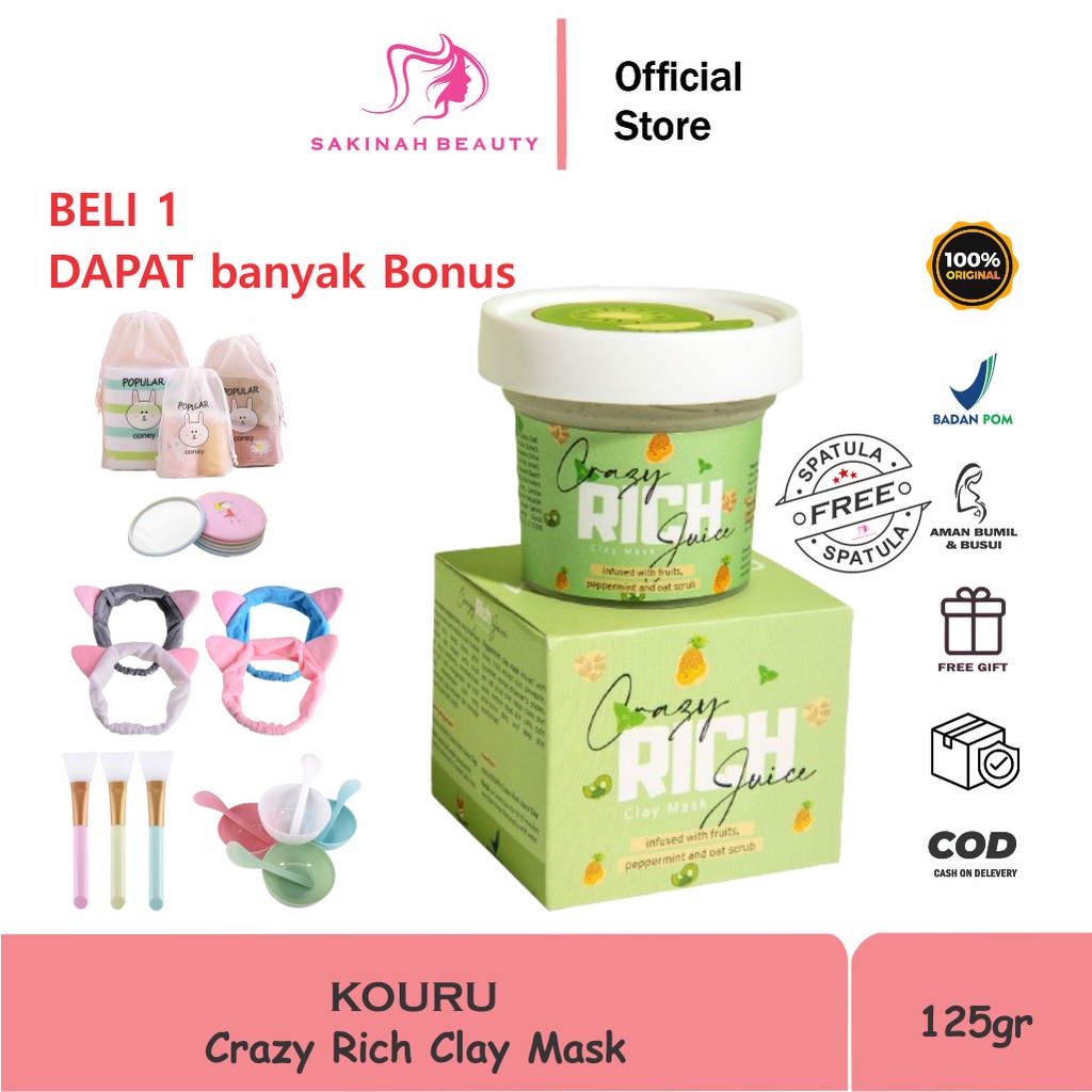 [READY STOCK] KOURU clay mask - KOURU Crazy Rich Juice Clay Mask FREE GIFT